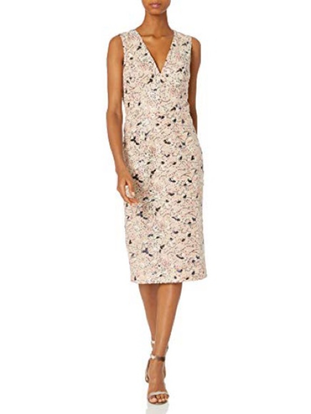 Dress the Population Blush Embroidered Sequin Cocktail Wedding Guest Size Medium